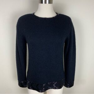 Kelly Harper Petites Vintage Sweater Pullover Beaded Lambswool Angora Sz M Black